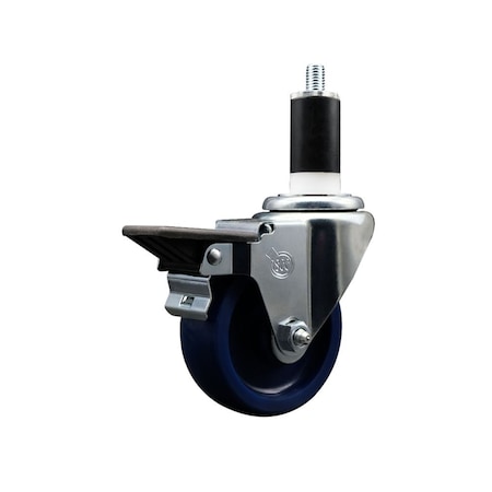 Service Caster 3.5'' Solid Poly Swivel 1-3/8'' Expanding Stem Caster with Brake SCC-EX20S3514-SPUS-PLB-138